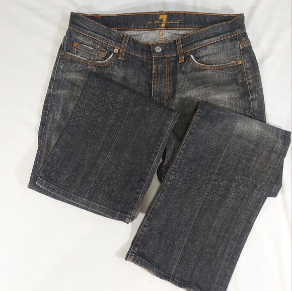 7 For All Mankind Bootcut Dark Wash Mid Rise Blue Jeans, 33 - Picture 7 of 11